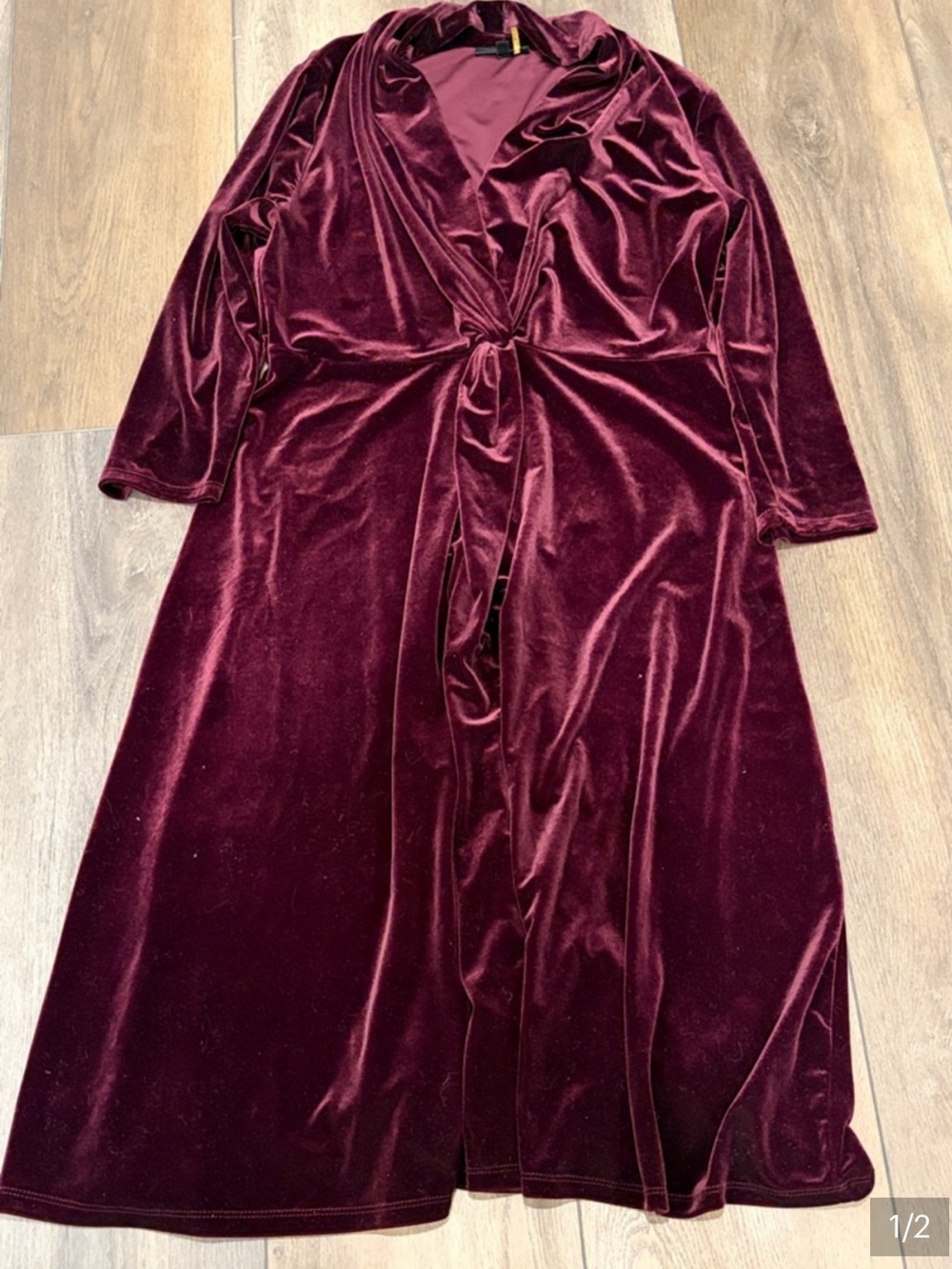 Donna Karan Burgundy Velvet Dress